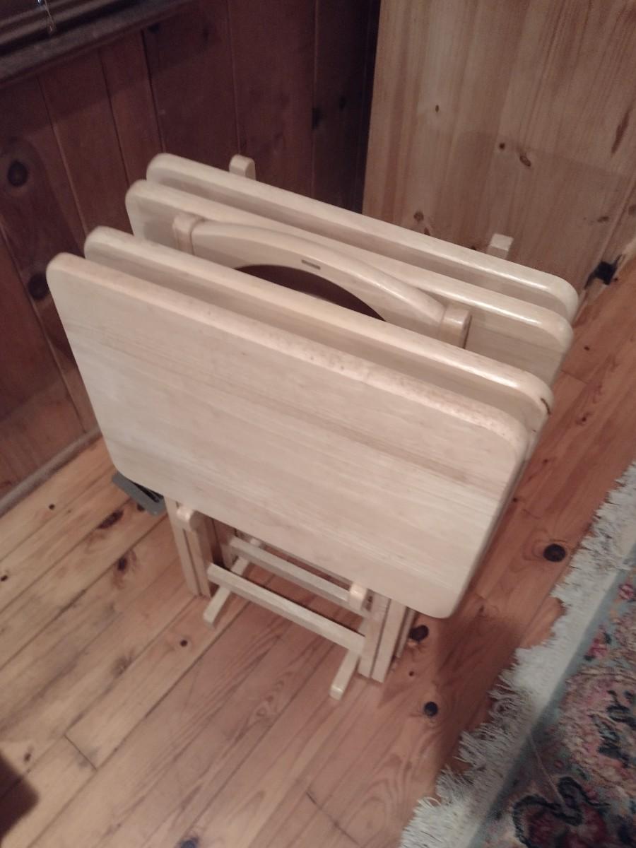 Set of Solid Wood TV Trays with Stand