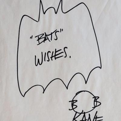 Batman Bob Kane original hand drawn signed sketch 