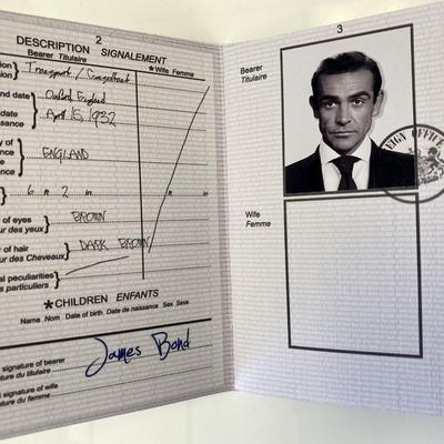 James Bond passport movie prop