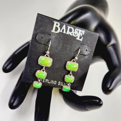 BARSE STERLING GREEN TURQUOISE EARRINGS