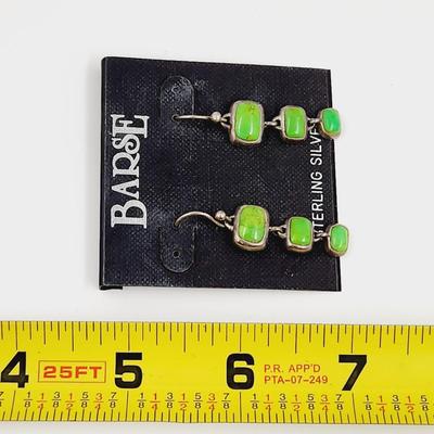 BARSE STERLING GREEN TURQUOISE EARRINGS