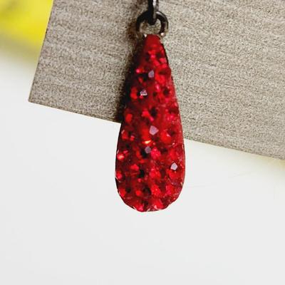FANTASTIC .925 STERLING BRIGHT RED DANGLE EARRINGS