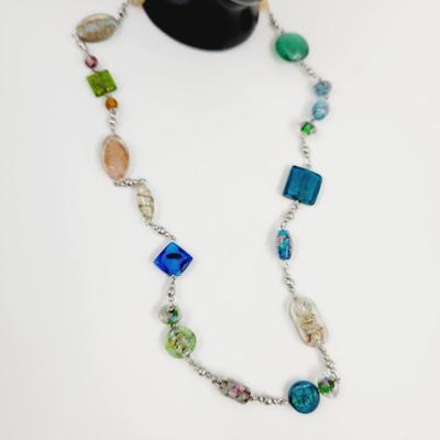 PREMIERE DESIGN BEAUTIFUL GLASS CHAIN NECKLACE