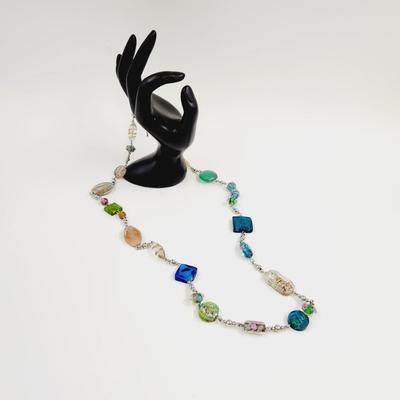 PREMIERE DESIGN BEAUTIFUL GLASS CHAIN NECKLACE