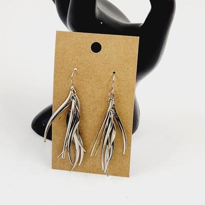 FANCY SILVER TONED DANGLE EARRINGS