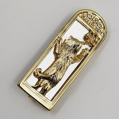 AJC BUTTERFLY & KITTY GOLD TONED BROOCH