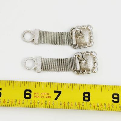 VINTAGE DANTE AQUA CRYSTAL STONE MESH CUFF LINKS