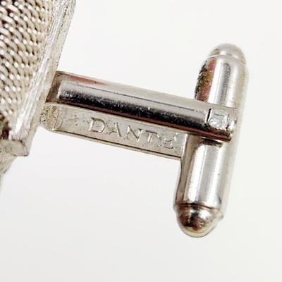 VINTAGE DANTE AQUA CRYSTAL STONE MESH CUFF LINKS