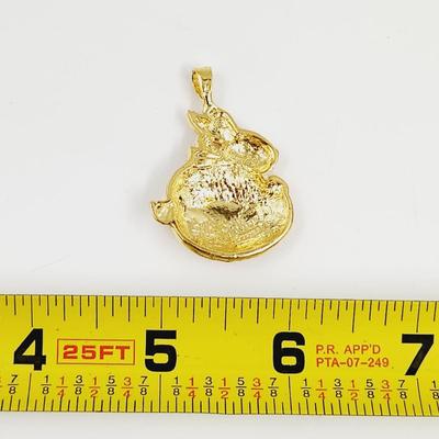 GOLD TONED RED EYED BUNNY EASTER PENDANT