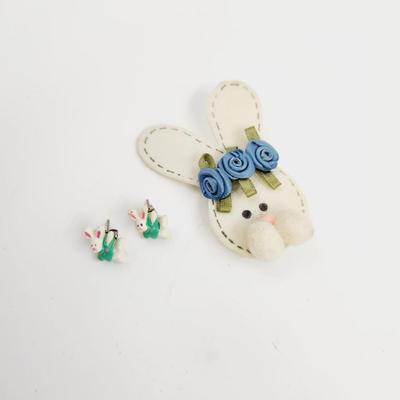EASTER BUNNY EARRINGS & PIN BUNDLE