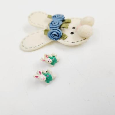 EASTER BUNNY EARRINGS & PIN BUNDLE