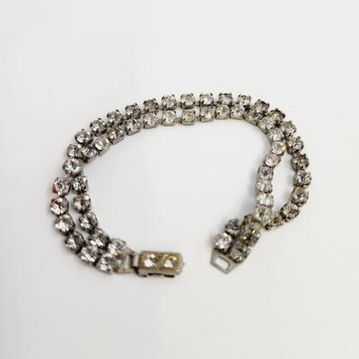 ANTIQUE SILVER TONED RHINESTONE LAYERED BRACELET