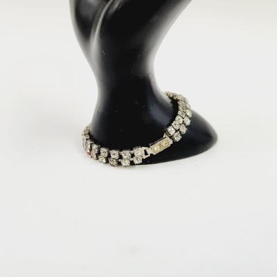 ANTIQUE SILVER TONED RHINESTONE LAYERED BRACELET