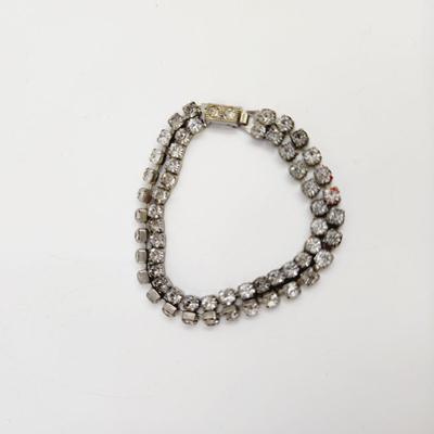 ANTIQUE SILVER TONED RHINESTONE LAYERED BRACELET