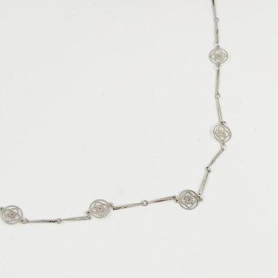 DAINTY AVON FLOWERED SILVER TONE CHAIN NECKLACE