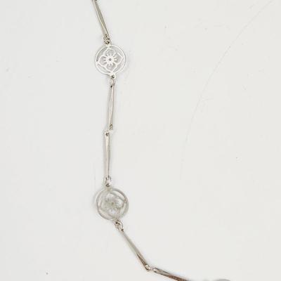 DAINTY AVON FLOWERED SILVER TONE CHAIN NECKLACE