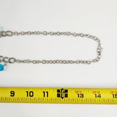 BEAUTIFUL GLASS LAYERED TURQUOISE COLORED & STARFISH CHAIN NECKLACE
