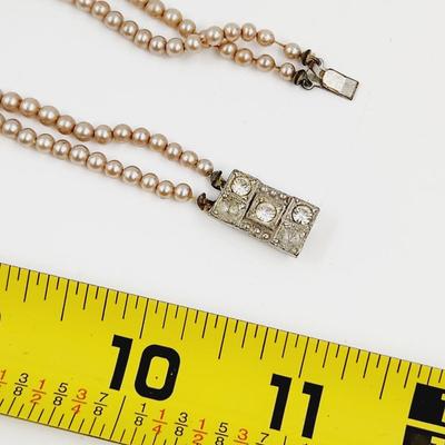 ANTIQUE PEARL & RHINESTONE CLASP BRACELET