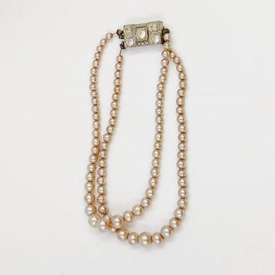 ANTIQUE PEARL & RHINESTONE CLASP BRACELET