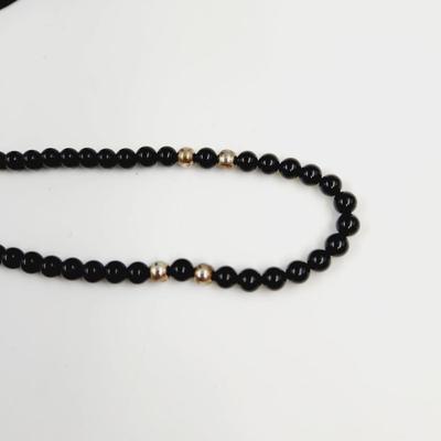 FANTASTIC ANTIQUE BLACK & SILVER BEADED NECKLACE