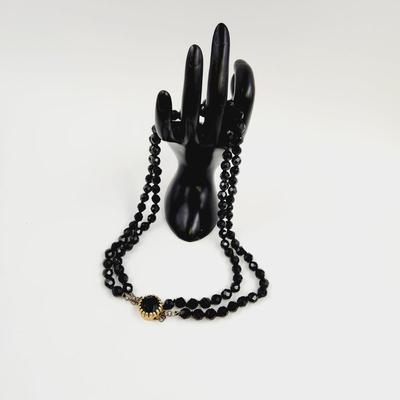 ANTIQUE GOLD TONED BLACK STONE BEAUTIFUL NECKLACE