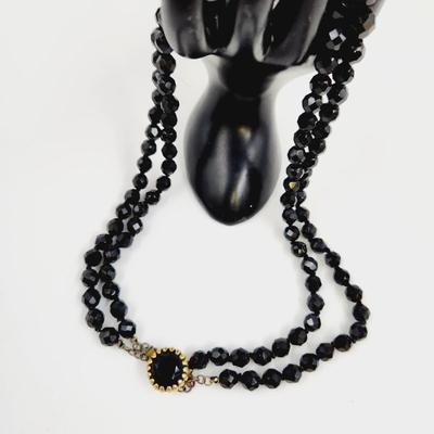 ANTIQUE GOLD TONED BLACK STONE BEAUTIFUL NECKLACE