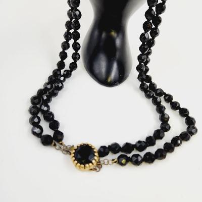 ANTIQUE GOLD TONED BLACK STONE BEAUTIFUL NECKLACE