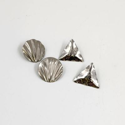 SHELL & TRIANGLE SILVER TONED METAL EARRING BUNDLE