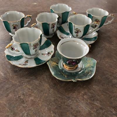 Vintage beautiful demitasse teacups and saucers.