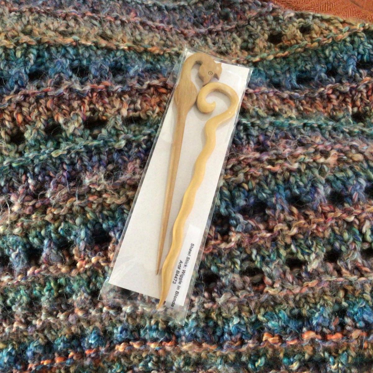 1068 Hand Crocheted Shawl & shawl sticks