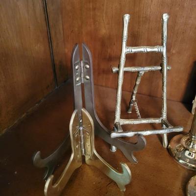 Collection of Brass Candle Holders, Easels and More (LR-DW)