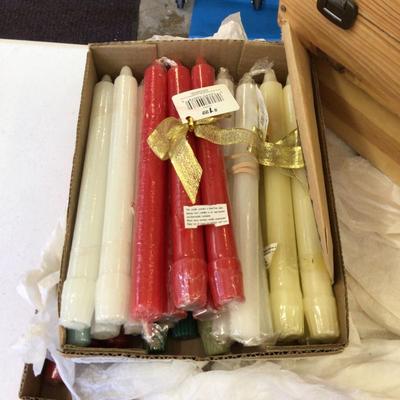 1770 Taper Candle Lot & Wooden Boxes