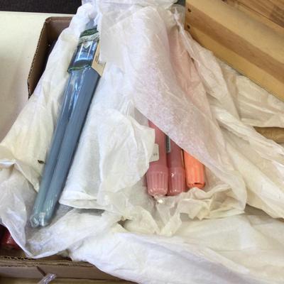 1770 Taper Candle Lot & Wooden Boxes