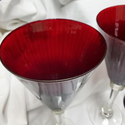 Ruby Red tall wine glasses