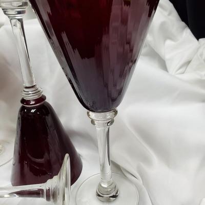 Ruby Red tall wine glasses