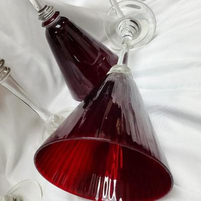 Ruby Red tall wine glasses