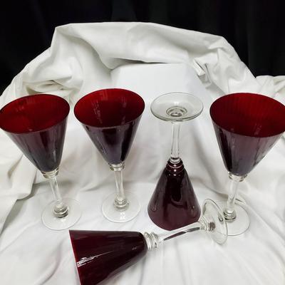 Ruby Red tall wine glasses