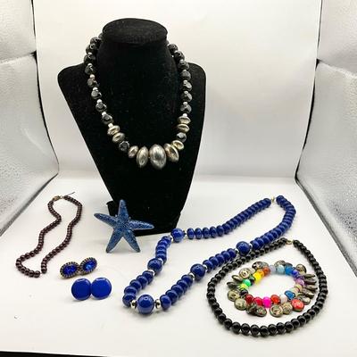 1773 Black Silver and Blue Starfish Jewelry with Famous Artist Bracelet