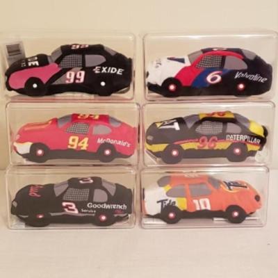 Nascar Beanie Racers. Set of 6 with storage containers. Excellent Condition.