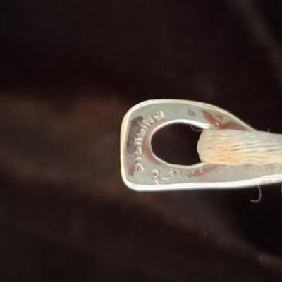 Mignon Faget Sterling Wishbone Pendant with gray silk cord