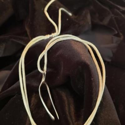 Mignon Faget Sterling Wishbone Pendant with gray silk cord