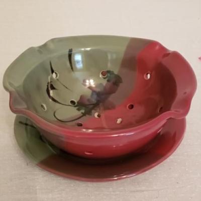 Ken Follette Pottery. Berry Bowl with dish.