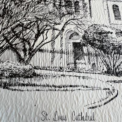 VINTAGE New Orleans H A Perez 1970 Vintage Lithography Sketch