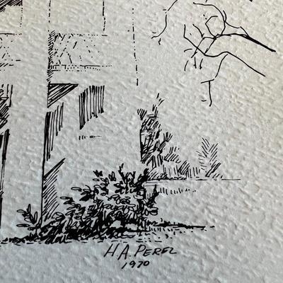 VINTAGE New Orleans H A Perez 1970 Vintage Lithography Sketch