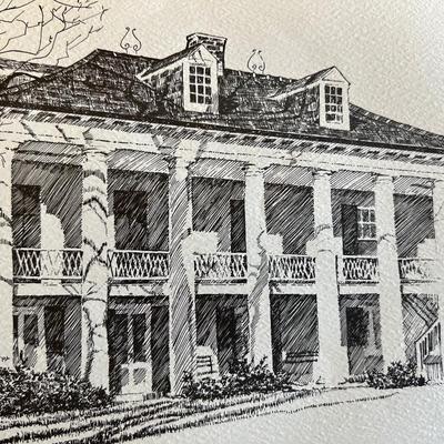 VINTAGE New Orleans H A Perez 1970 Vintage Lithography Sketch