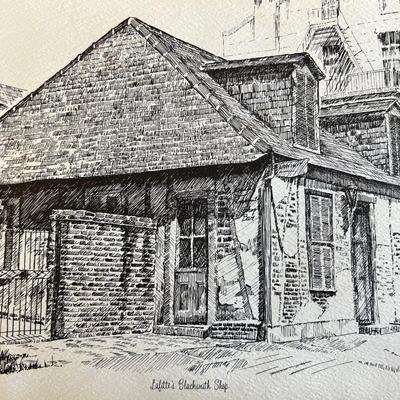 VINTAGE New Orleans H A Perez 1970 Vintage Lithography Sketch