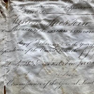 President Andrew Jackson Signed 1833 Deed Document