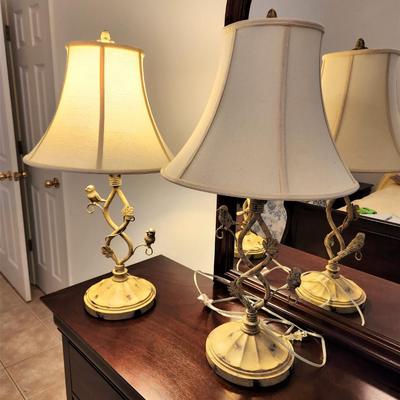 Lot #57  Pair of Contemporary Decorative Metal Table lamps - bird motif