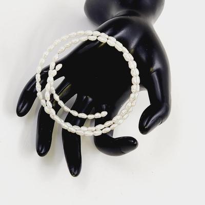 WIRED MOTHER OF PEARL BEADED BRACELET