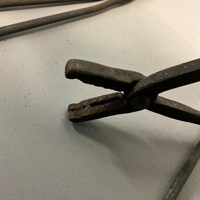 1781 Set of Three Antique Tongs, Blacksmith Tools